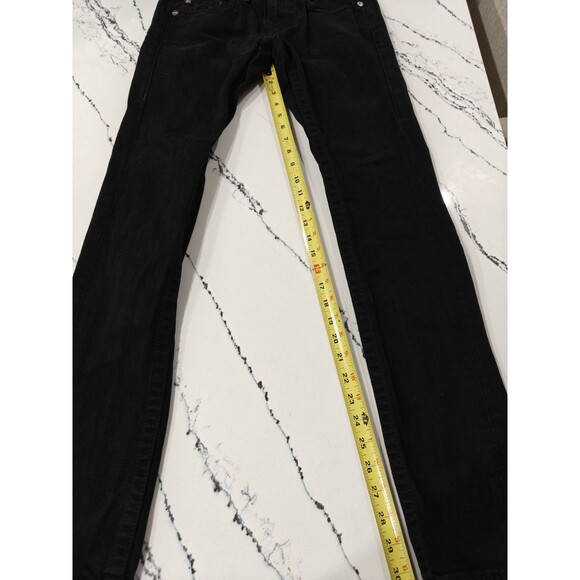 True Religion Jeans Women’s Size 27 Black Denim Skinny World Tour White Stitch - Picture 3 of 13